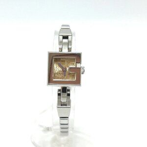 GUCCI 102 G Mini Square Chain quartz Wristwatch SS Silver